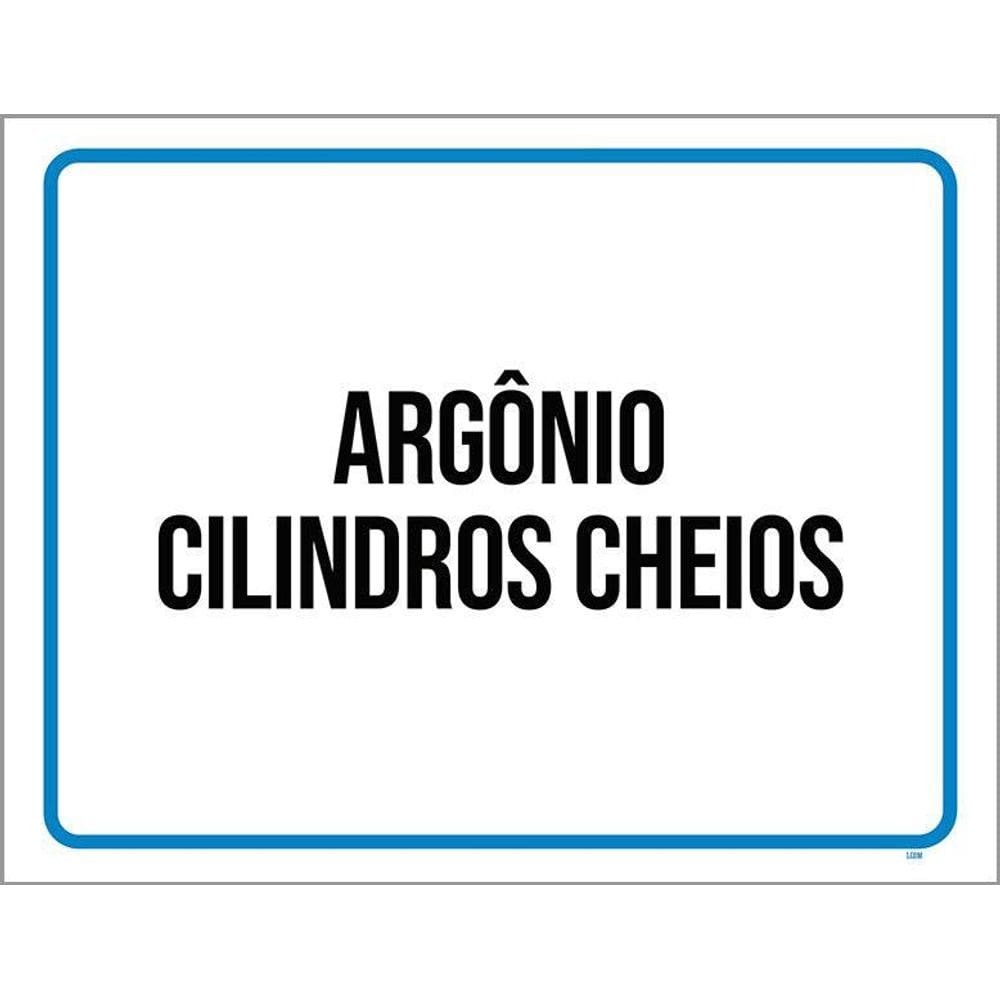 Placa Sinalização - Argônio Cilindros Cheios 36X46