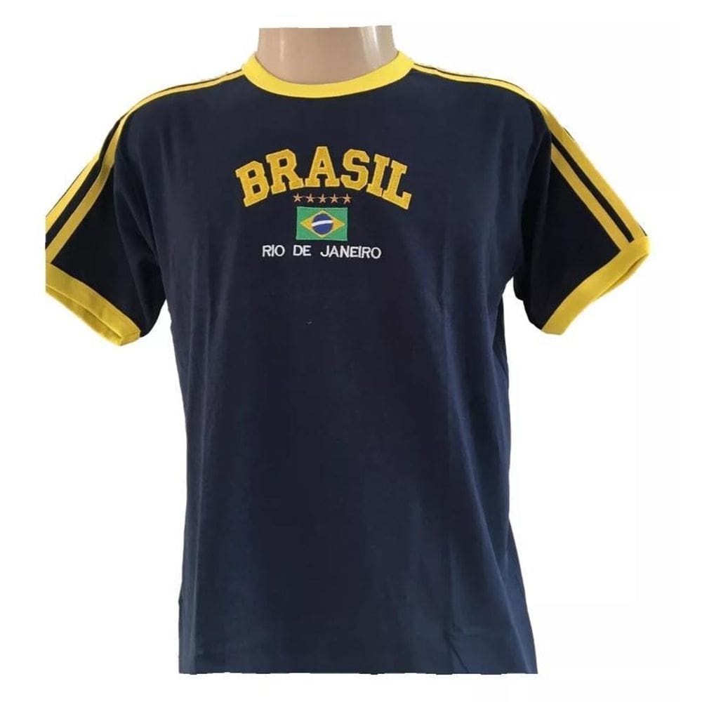 Blusa Do Brasil Bandeira Bordada Unissex - Azul Escura