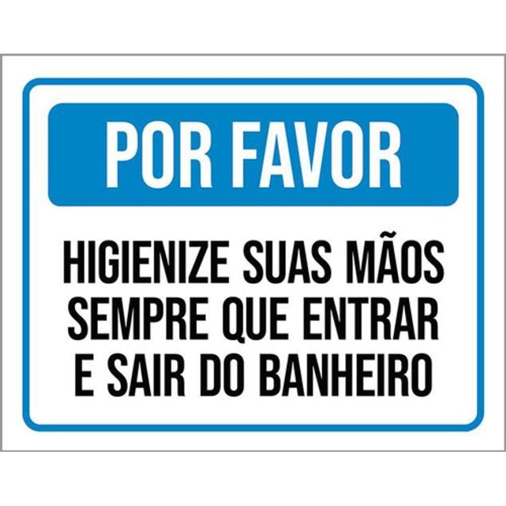 Kit 3 Placas Higiene Mãos Sempre Entrar Sair Banheiro