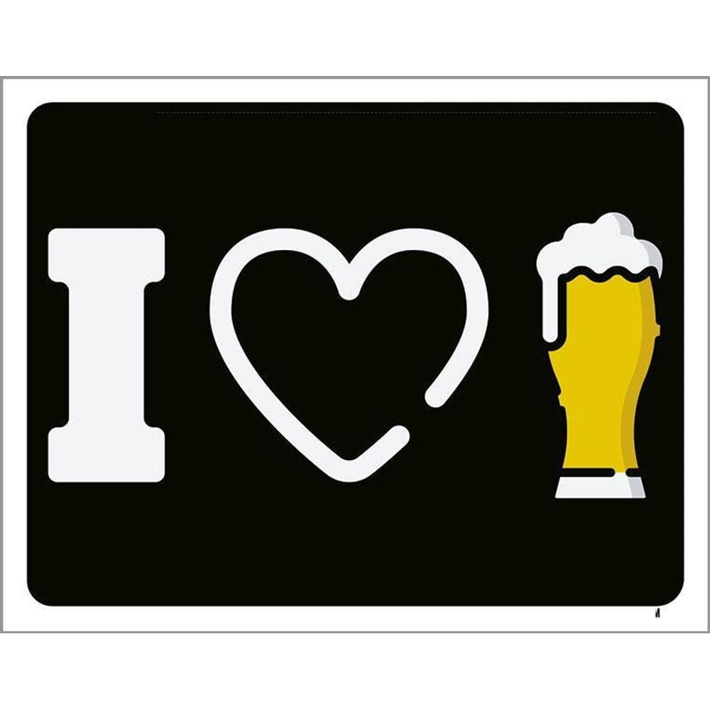 Placa Decorativa - I Love Beer Eu Amo Cerveja 36X46