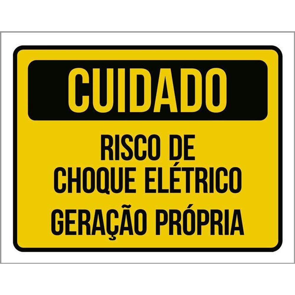 Placa Cuidado Geração Própria Risco De Choque Elétrico 36X46
