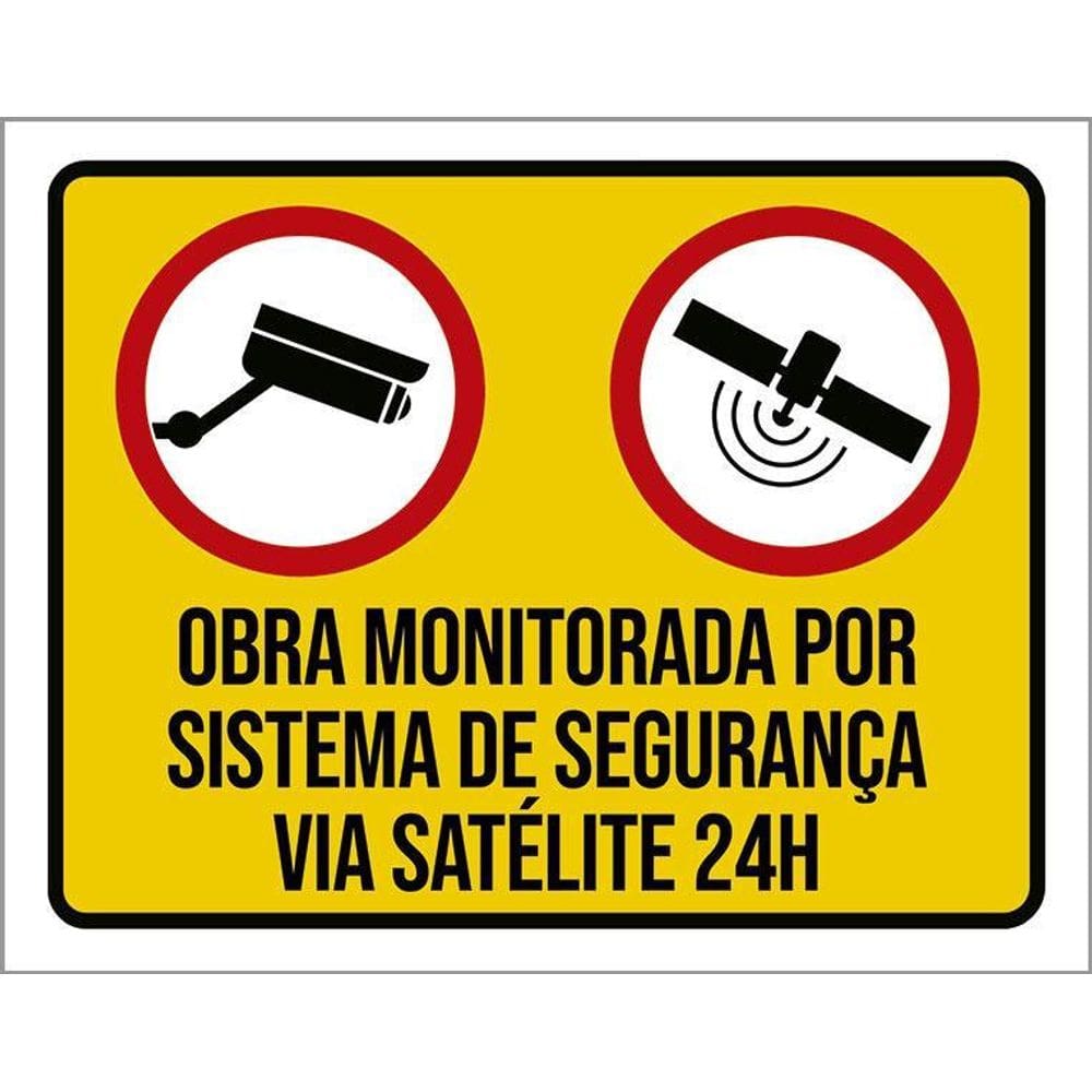Kit 3 Placas Sinalização Obra Monitorada Sistema Segurança