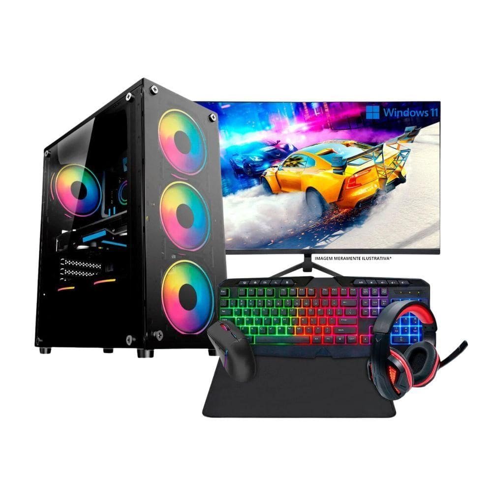 Pc Gamer Completo Intel Core I5 Geforce Gtx 1650 4gb Ssd 512gb 16gb Ram Ddr3 Fonte 500w Monitor 23