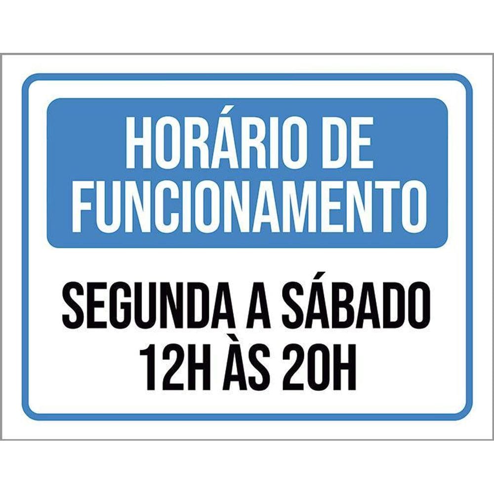 Placa De Sinalização - Horário Funcionamento 36X46