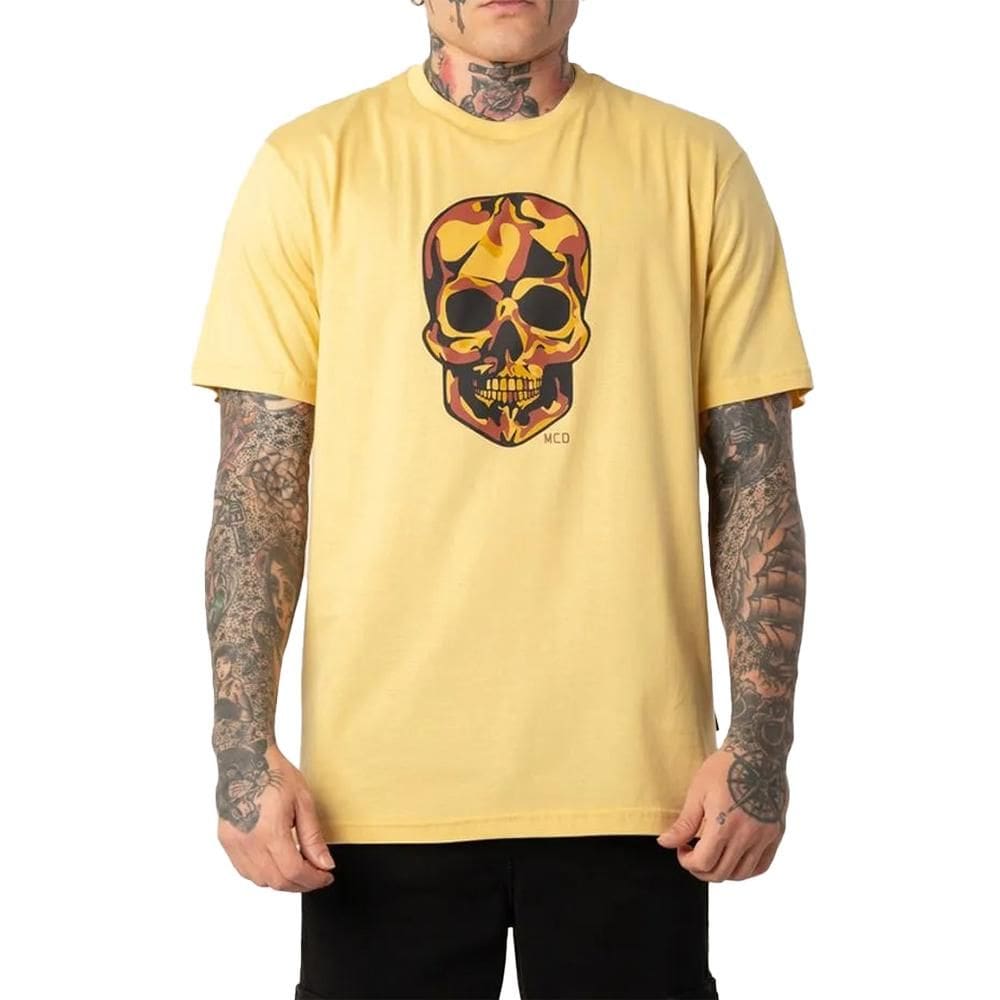 Camiseta MCD Caveira Camuflado SM25 Masculina Amarelo Ensol