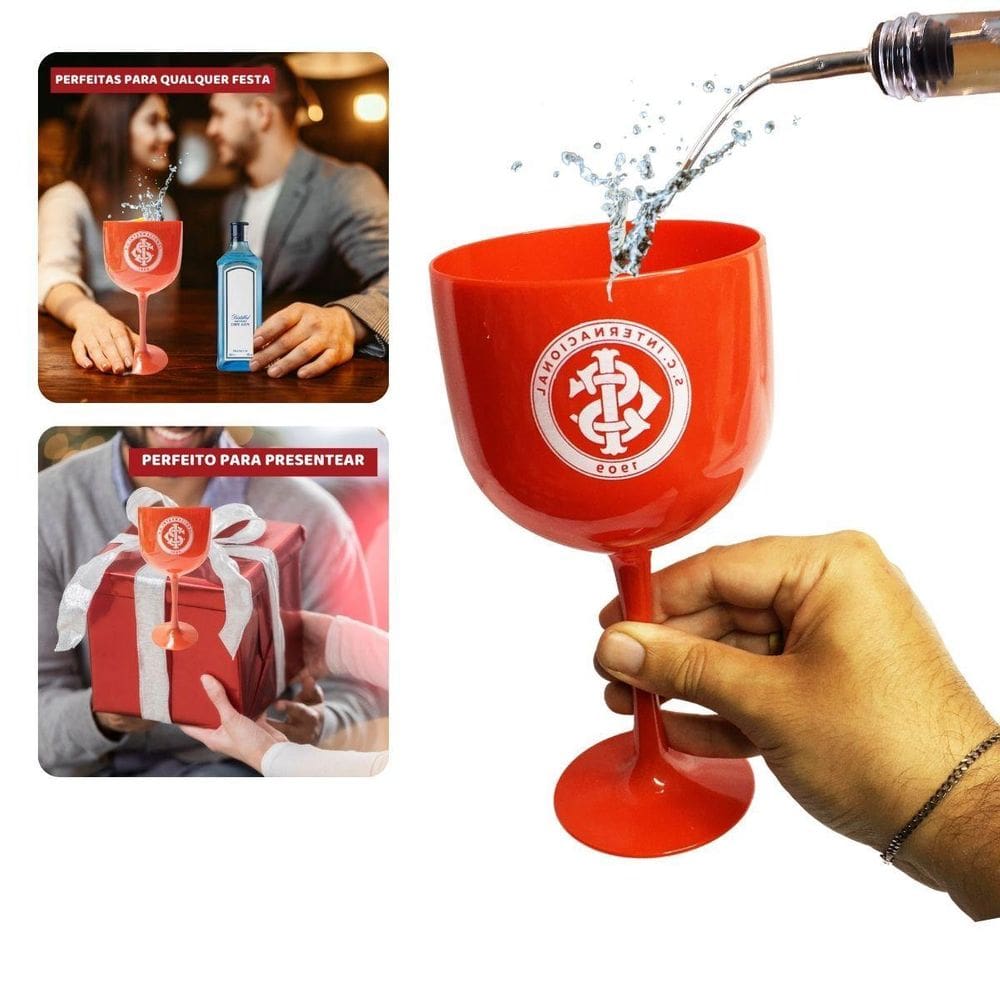 Taça Copo Plástico Vermelho Gin Drinks Coquetéis Bebidas