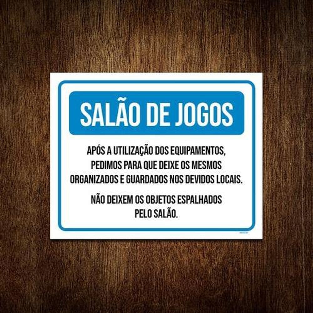 Placa Condomínio Salão De Jogos Equipamentos 36X46