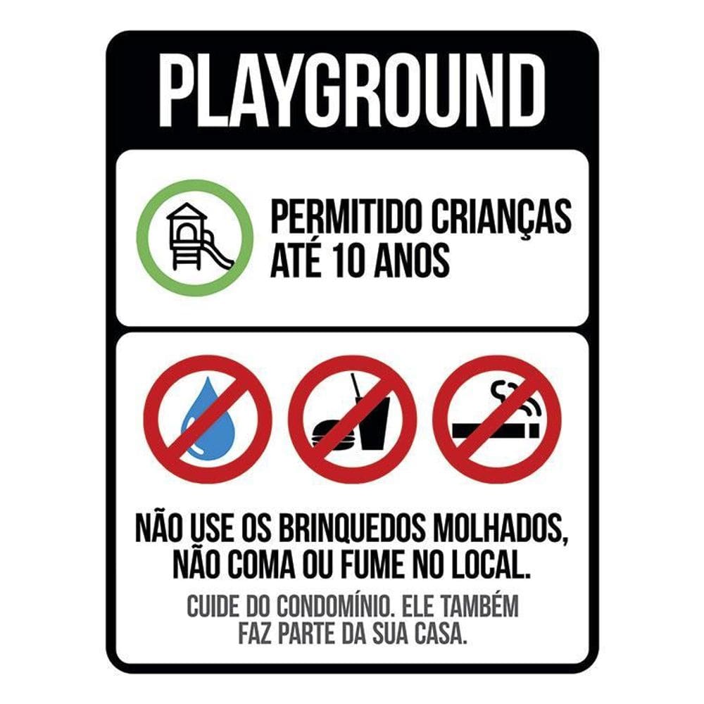 Placa Regras Normas Uso Playground 36X46