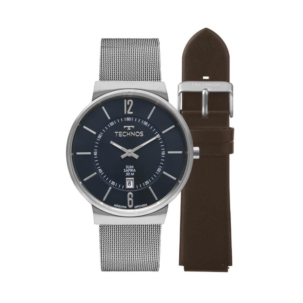 Relógio Technos Masculino Ref: Gm17Ad/T1A Slim Mesh Prateado