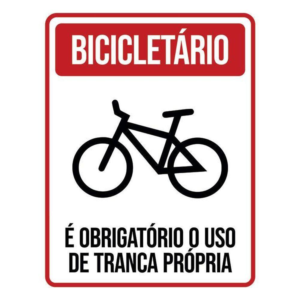 Placa De Sinalização - Bicicletário Obrigatório Tranca 36X46