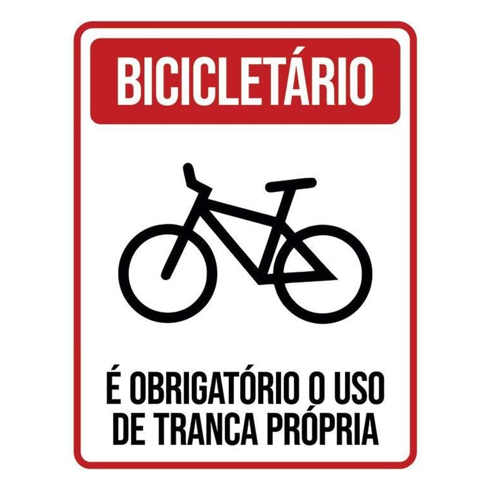 Placa De Sinalização - Bicicletário Obrigatório Tranca 36X46