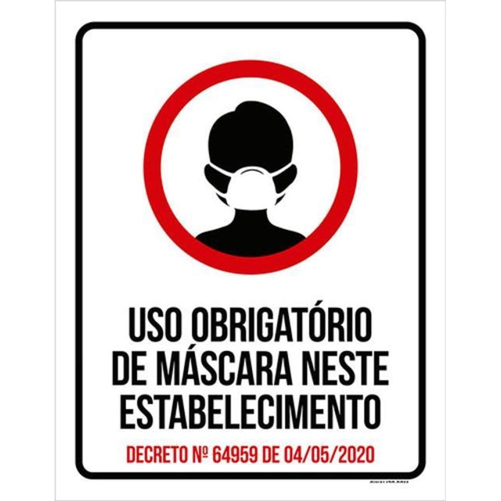 Kit 3 Placas Uso Obrigatório Máscara Estabelecimento