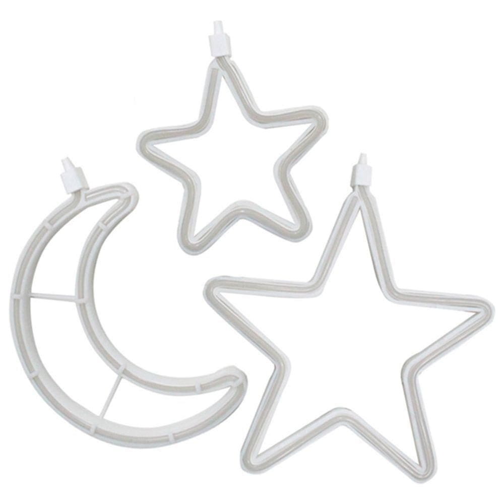 Pisca Varal Cortina Leds Amarela Estrelas Luas Natal De 2,5m