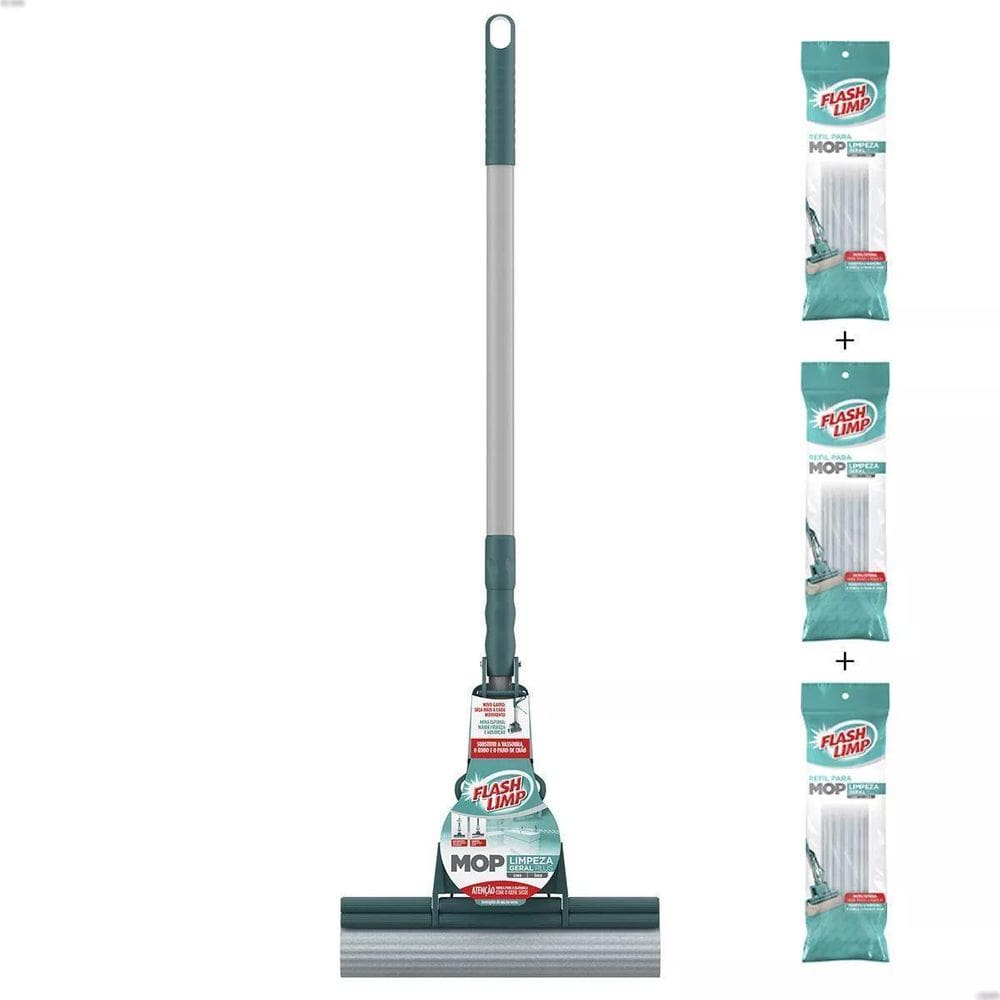 Rodo Esfregão Mágico Flashlimp Limpeza Geral + 3 Refil