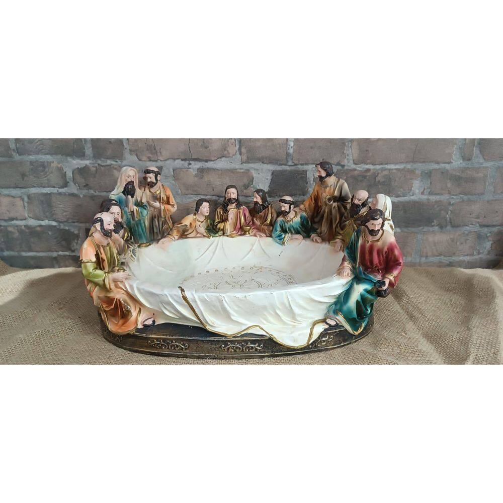 Santa Ceia De Natal Colorida Bowl Grande Resina 40Cm