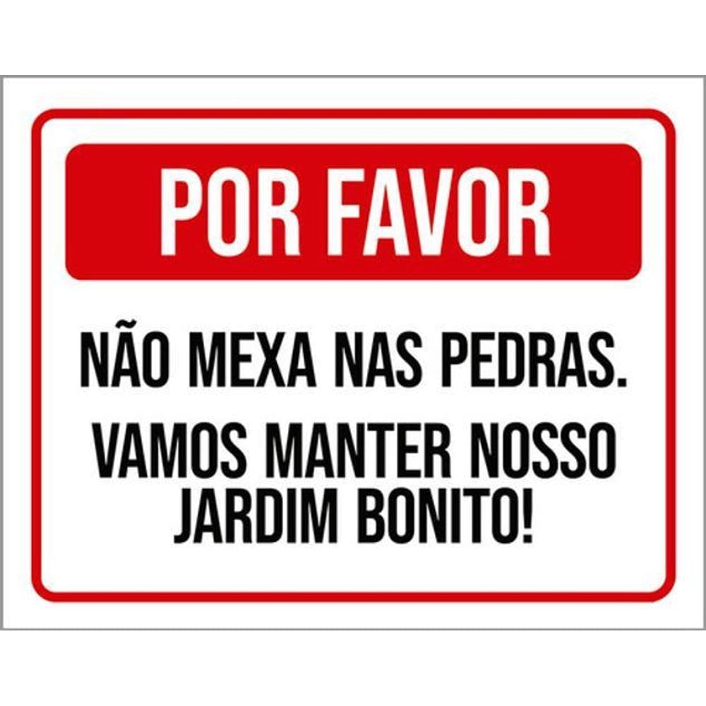 Kit 3 Placas Não Mexa Nas Pedras Manter Jardim Bonito