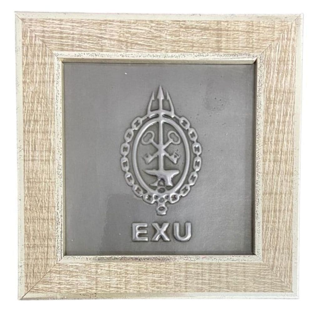 Quadro Orixá Exú Em Madeira 13 X13 Cm - Escolha A Cor