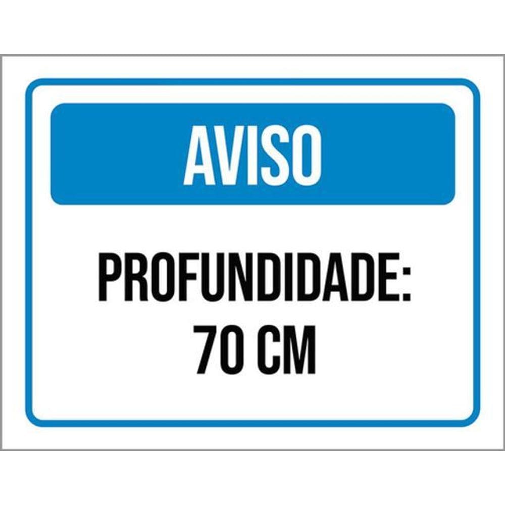 Kit 3 Placas Aviso Profundidade 70Cm