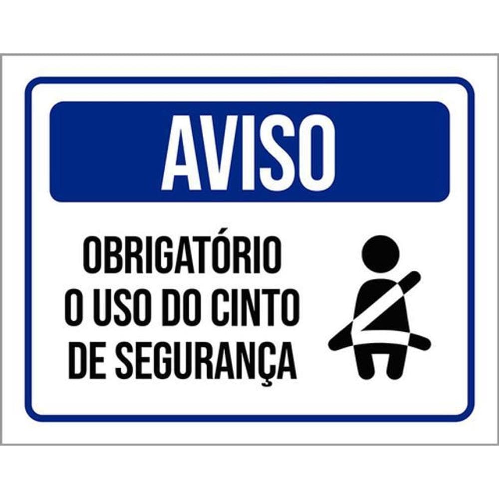 Kit 3 Placas Sinalização Aviso Obrigatório Cinto Segurança
