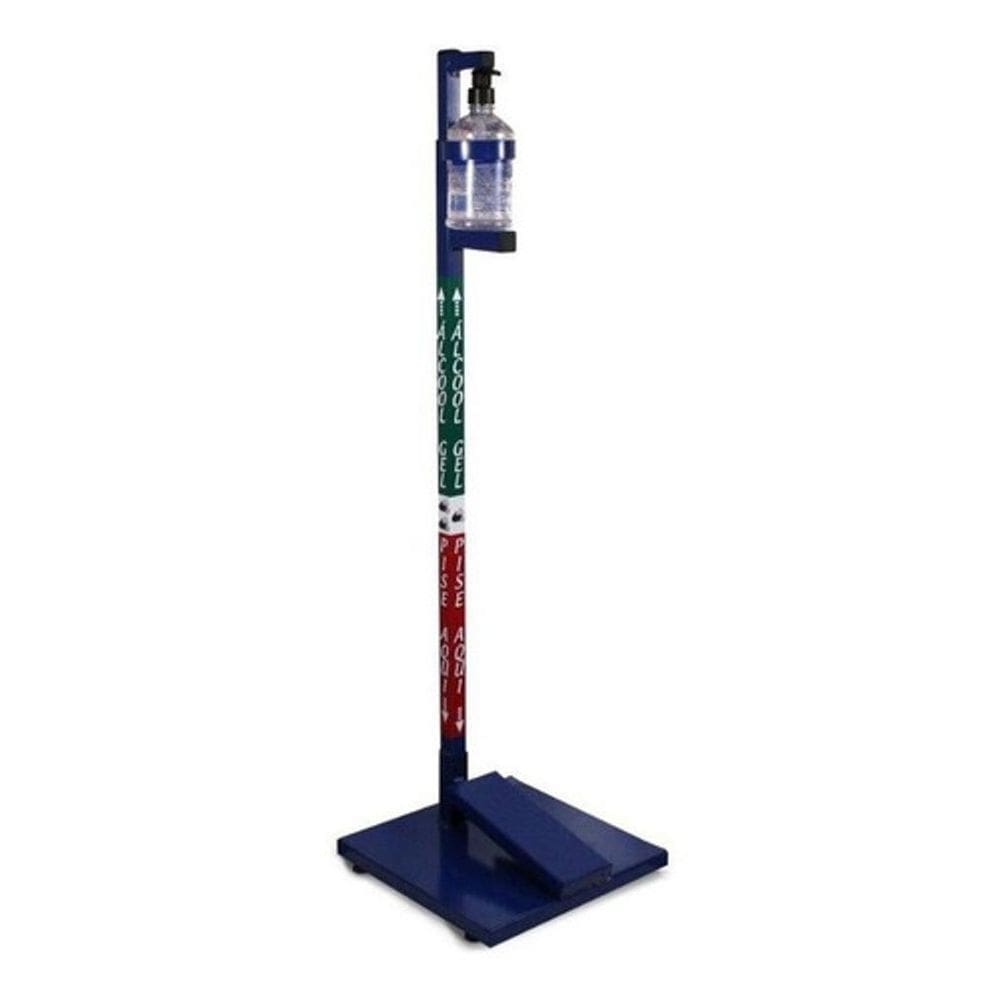 Suporte Em Aço Para Álcool Gel Com Pedal Azul