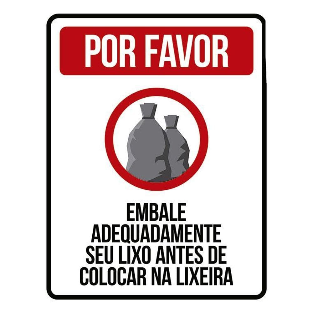 Kit 3 Placas Por Favor Embale Adaquedamente Seu Lixo