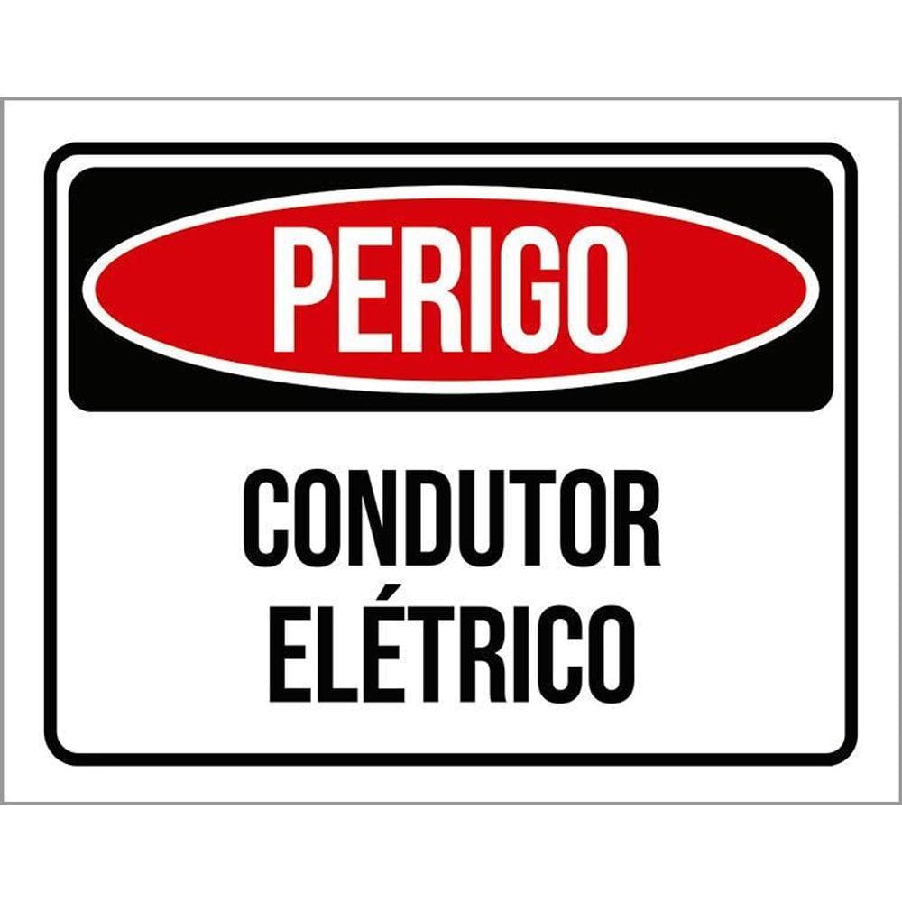 Kit 3 Placas Sinalização - Perigo Condutor Elétrico