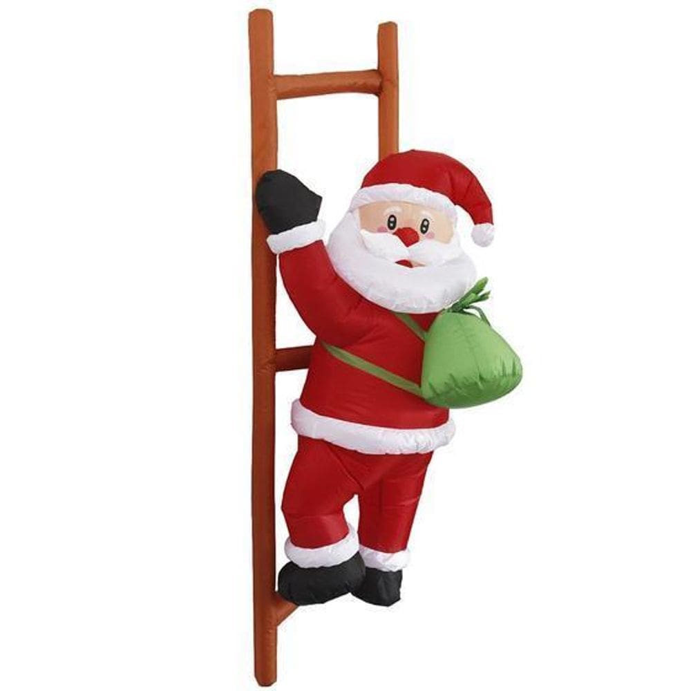 Papai Noel Escada Inflável Led 1,80Mt Enfeite Natal Bivolt