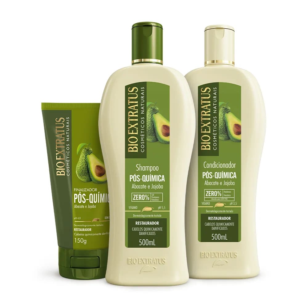 Kit Bio Extratus Pós Química 500mL Shampoo + Condicionador + Finalizador