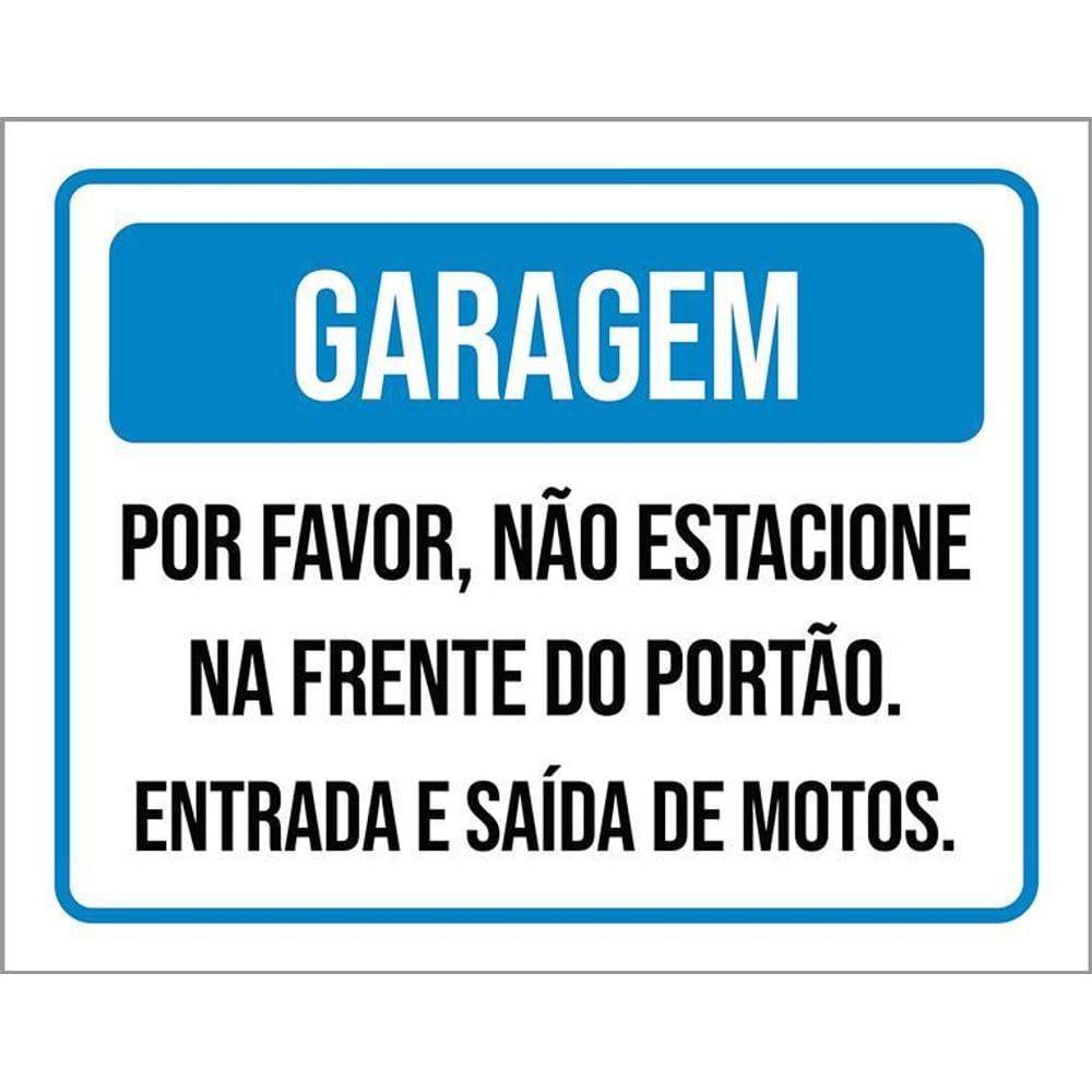 Placa Garagem Não Estacione Frente Portão 36X46