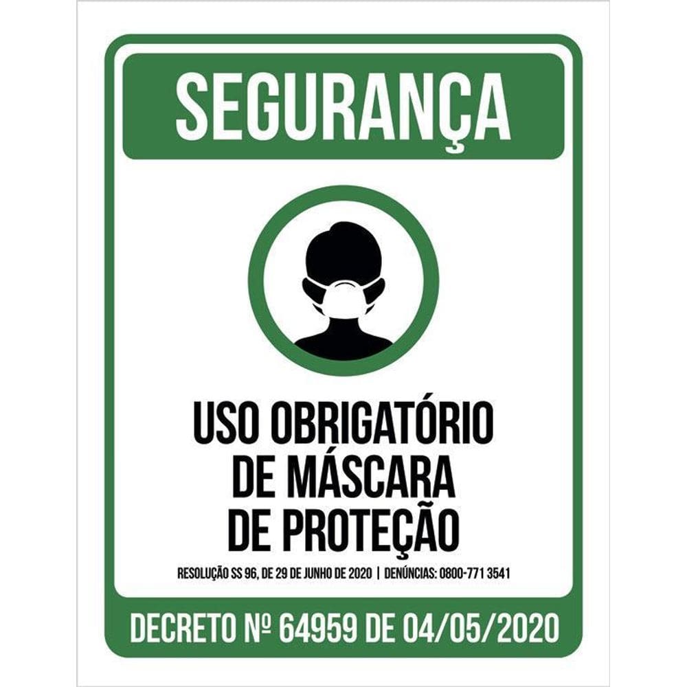 Placa De Segurança - Uso Obrigatório De Máscara 36X46