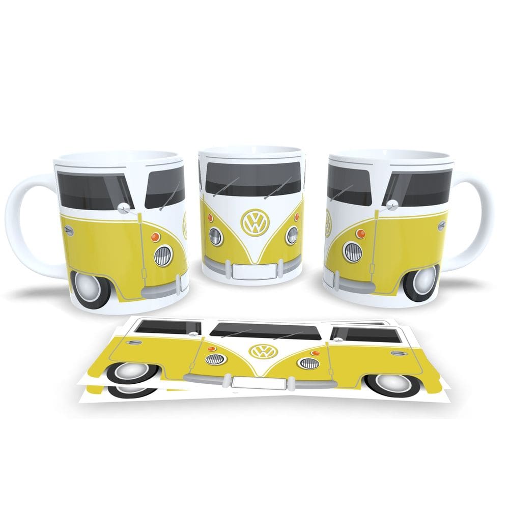 Caneca Branca de Porcelana Personalizada Coleção Kombi