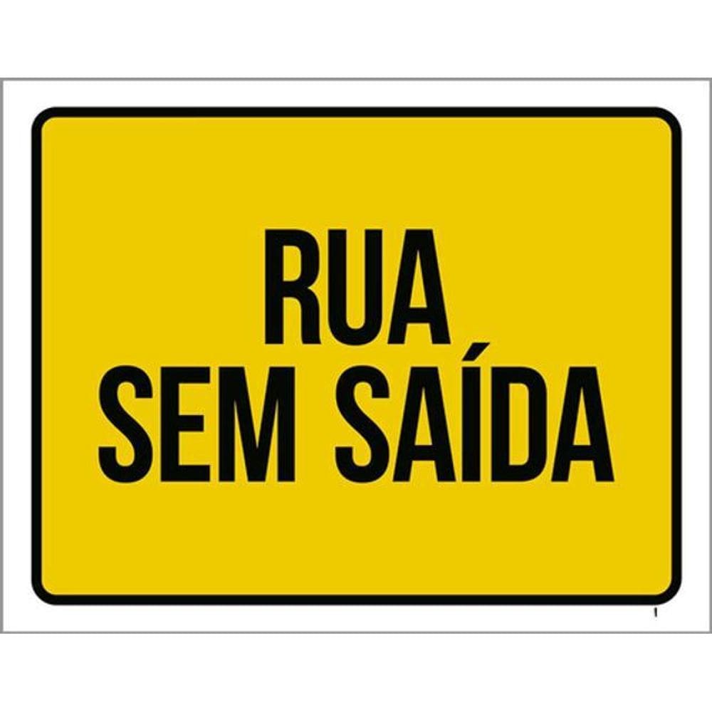 Kit 3 Placas Sinalização - Amarela Rua Sem Saída