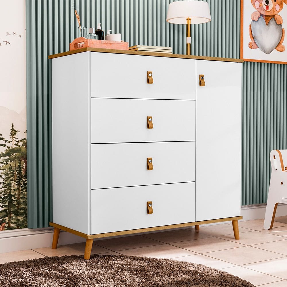 Comoda Sapateira Jujuba Em Mdf Branco / Nature