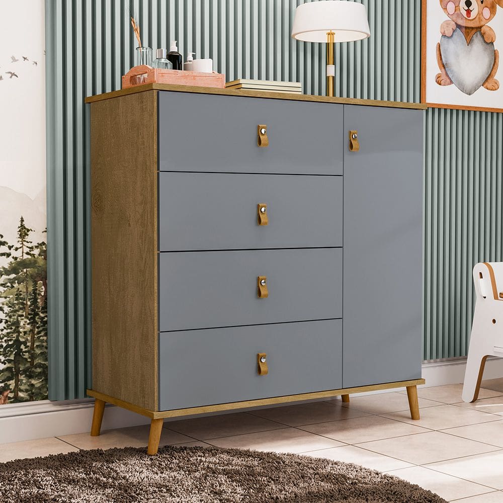 Comoda Sapateira Jujuba Em Mdf Nature / Cinza