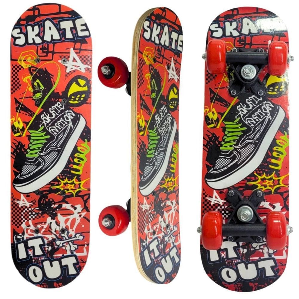 Mini Skate Madeira Infantil Completo Montado Até 30 Kg
