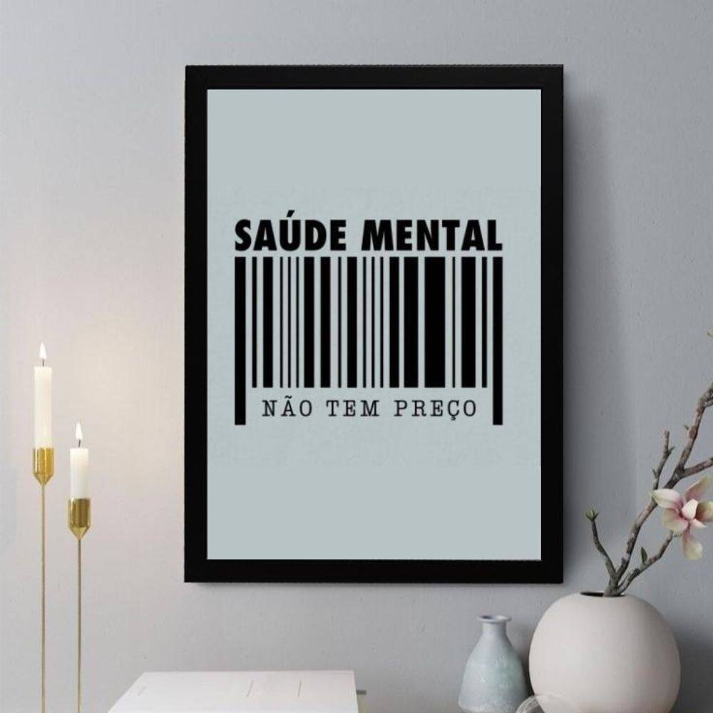 Quadro Decorativo Saúde Mental Não Tem Preço 45X34Cm - Vidro