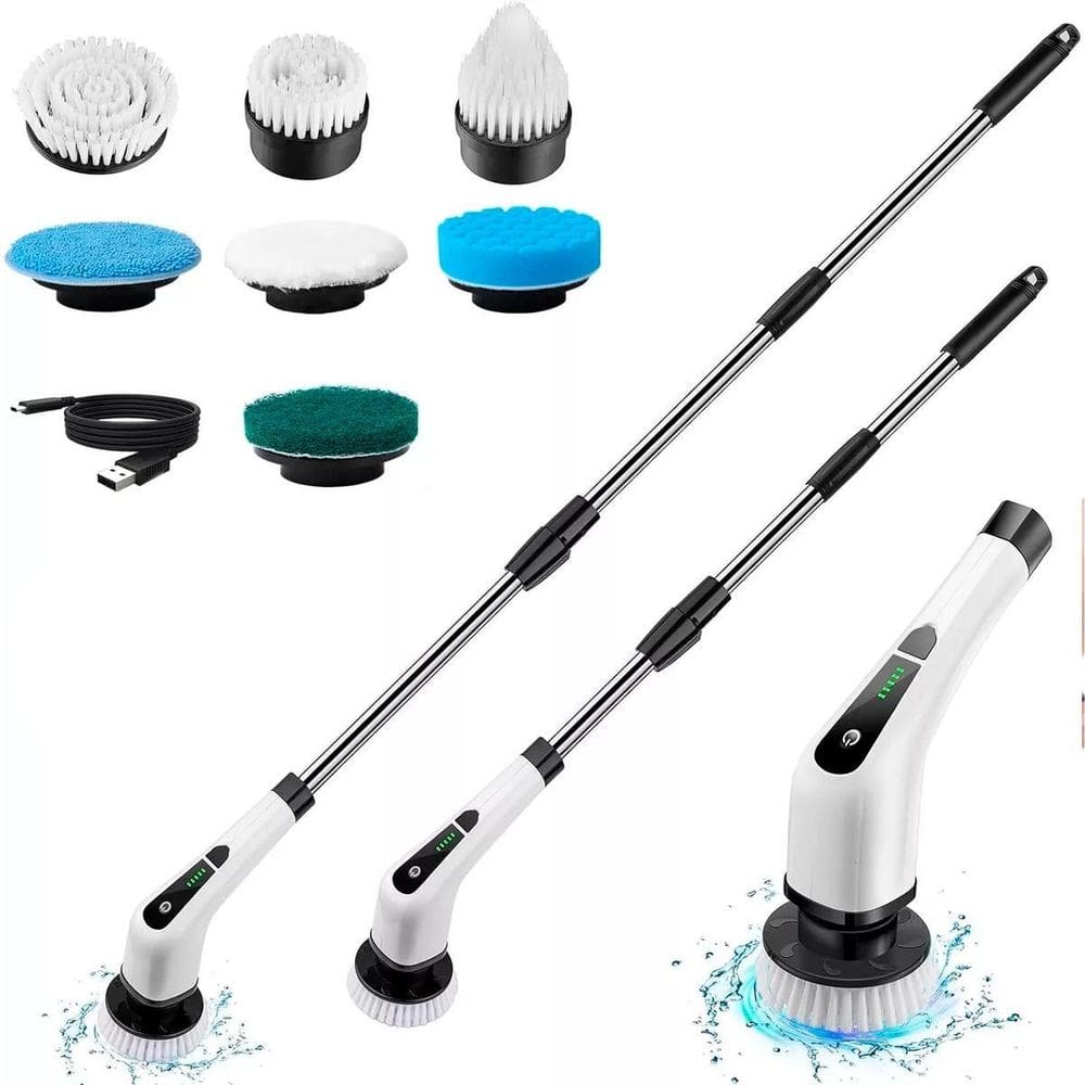Esfregão Elétrico Portátil Giratório S/Fio Limpeza Chão E