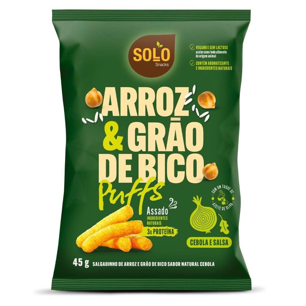 Snack Puffs Arroz Grão De Bico Cebola Salsa Solo Snacks 45G