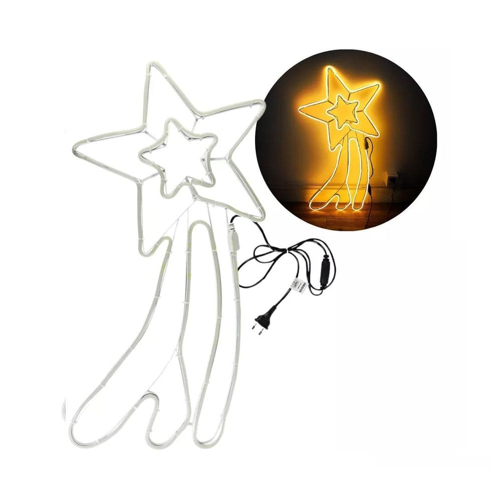 Pisca Pisca Natal Em Led Estrela Cadente Branco Quente 127V