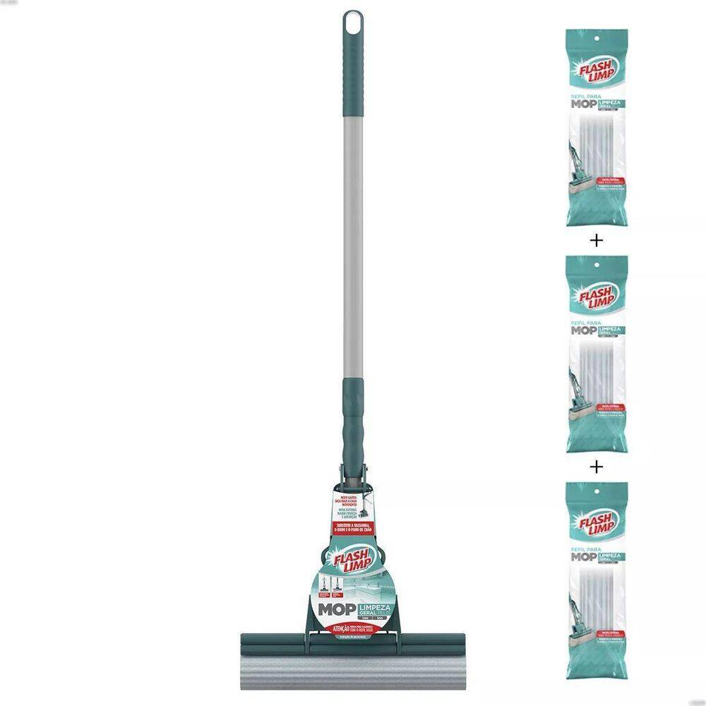 Rodo Esfregão Mágico Flashlimp Limpeza Geral + 3 Refil