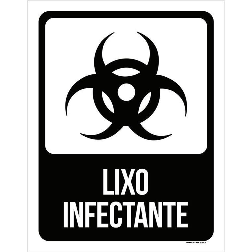 Placa Lixo Infectante - De Sinalização Preto E Branco 36X46