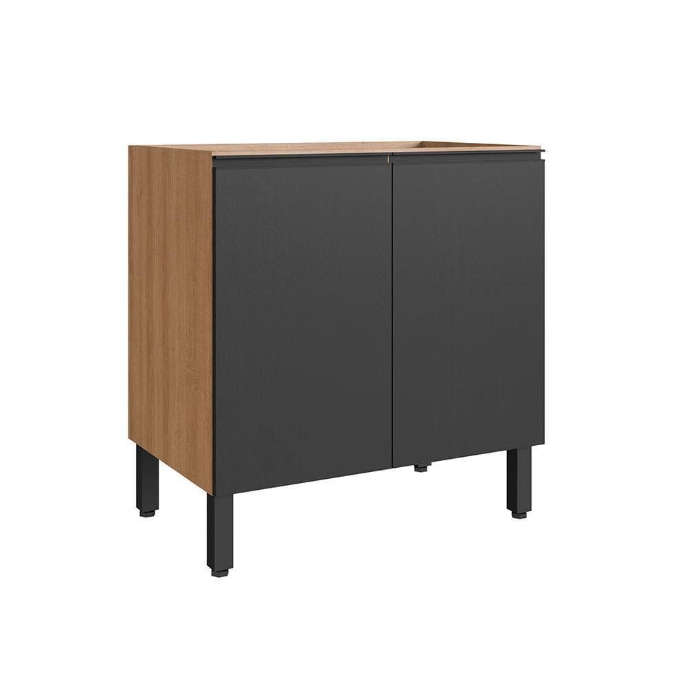 Armário De Cozinha 80 Cm 2 Portas 1 Prateleira Quiditá Montana Com Grafite
