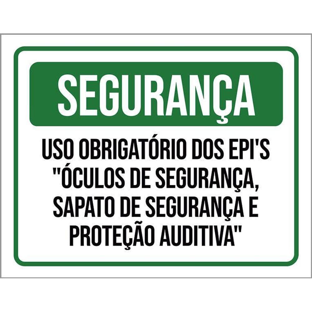 Placa Segurança Uso Obrigadório Epi Óculos Sapato 36X46