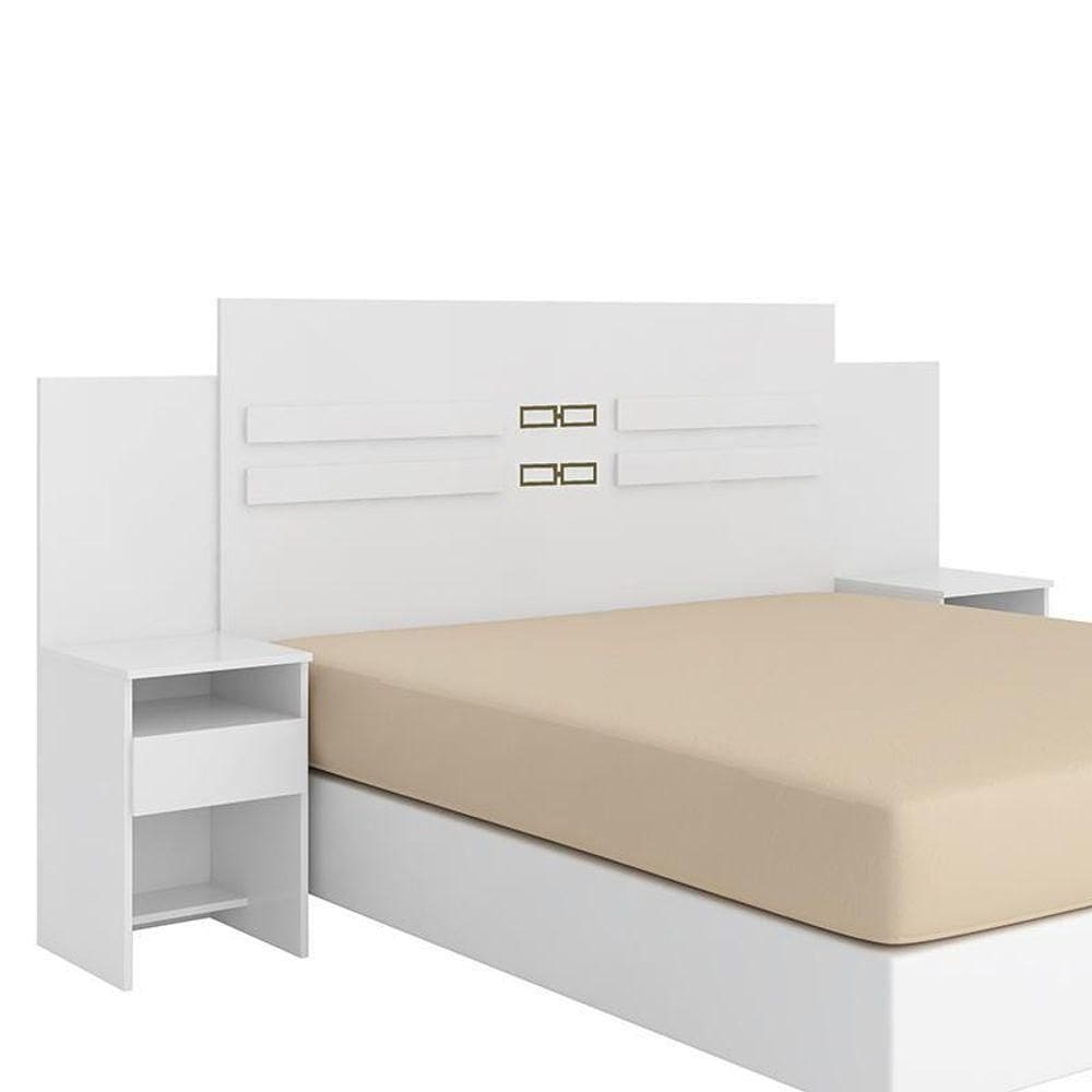 Cabeceira Cama Casal Extensível Triunfo Com 2 Mesas De Cabeceira Branco - Demóbile Branco
