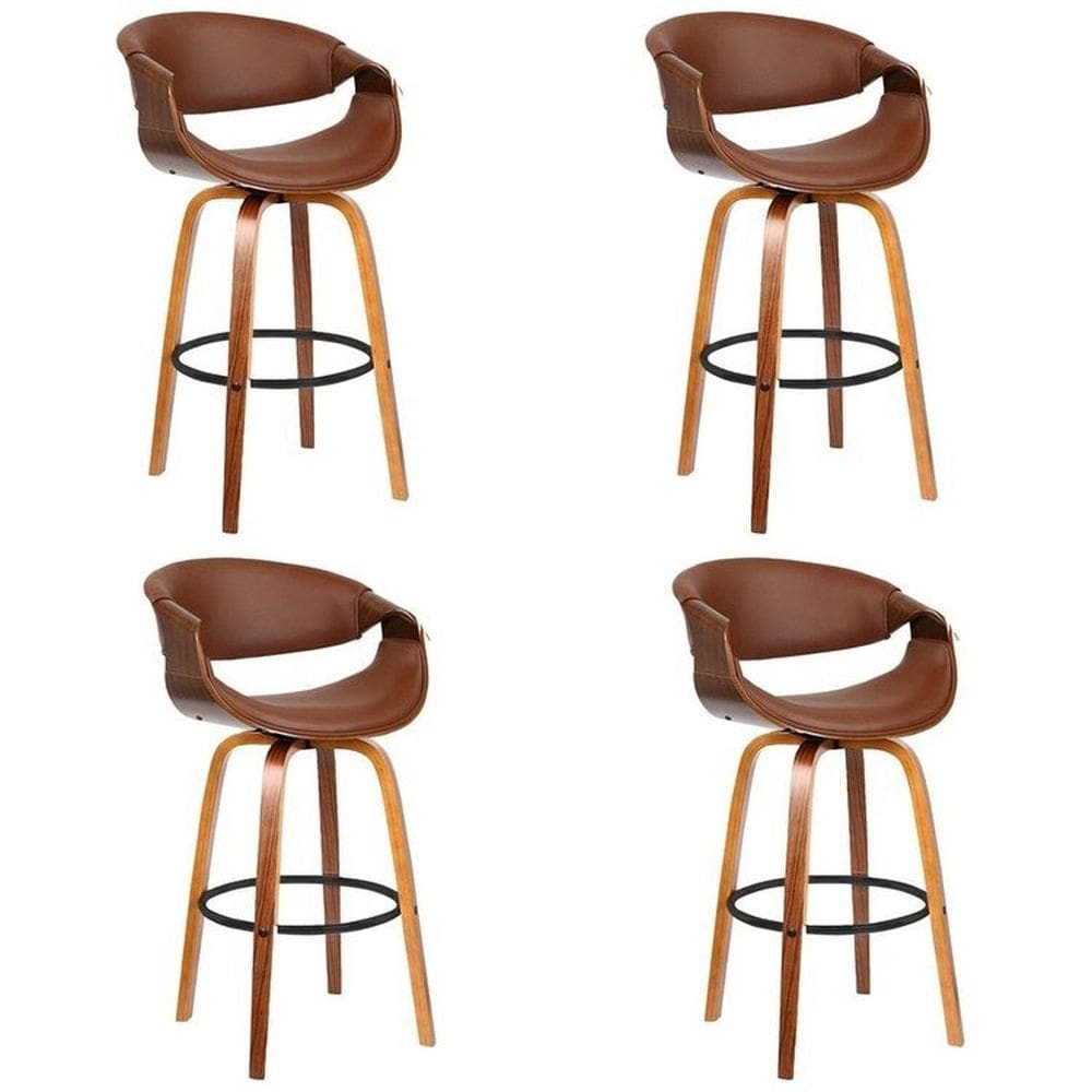 Kit com 4 Banquetas Base de Madeira Nicole Marrom