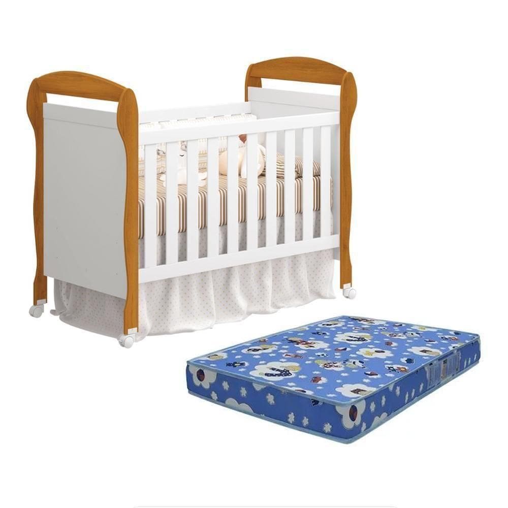 Berço Americano Danny Branco Savana Com Colchão D18 - Reller Móveis Branco Savana