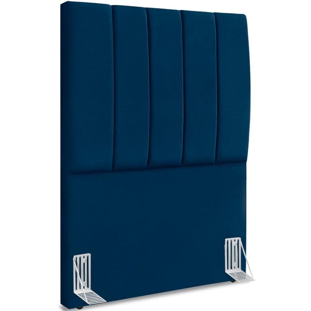 Cabeceira Solteiro 90cm Allia Suede Azul Marinho Rm Azul Marinho