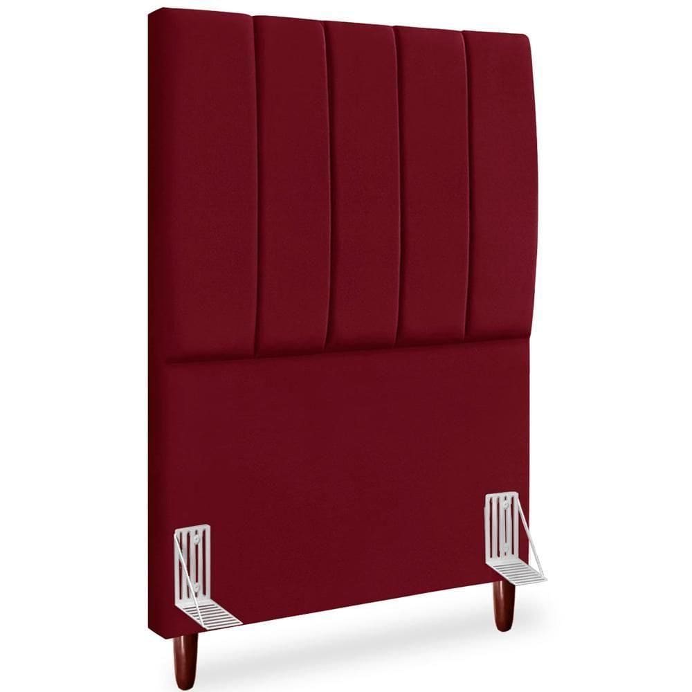 Cabeceira Solteiro 90cm Arlla Suede Vinho Rm Vinho