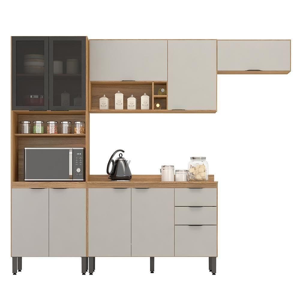 Cozinha Modulada Composição 6 Firenze 4 Peças Amêndola Nude - Demóbile Amêndola Nude