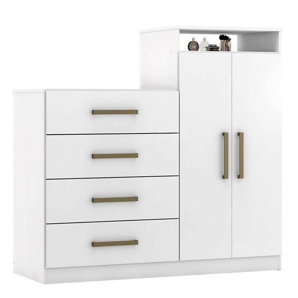 Cômoda áurea 2 Portas E 4 Gavetas Branco - Demóbile Branco